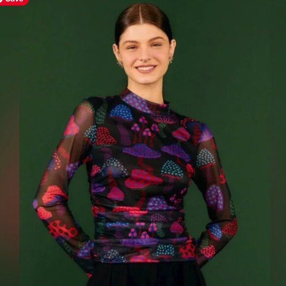 FARM Rio Multicolor Mesh Blouse - Picture 1 of 4